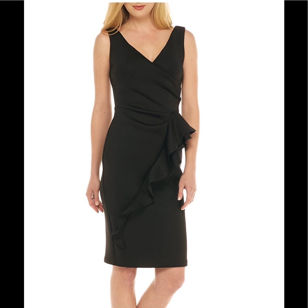 Betsy & Adam Sleeveless Ruffle Side Short Dress